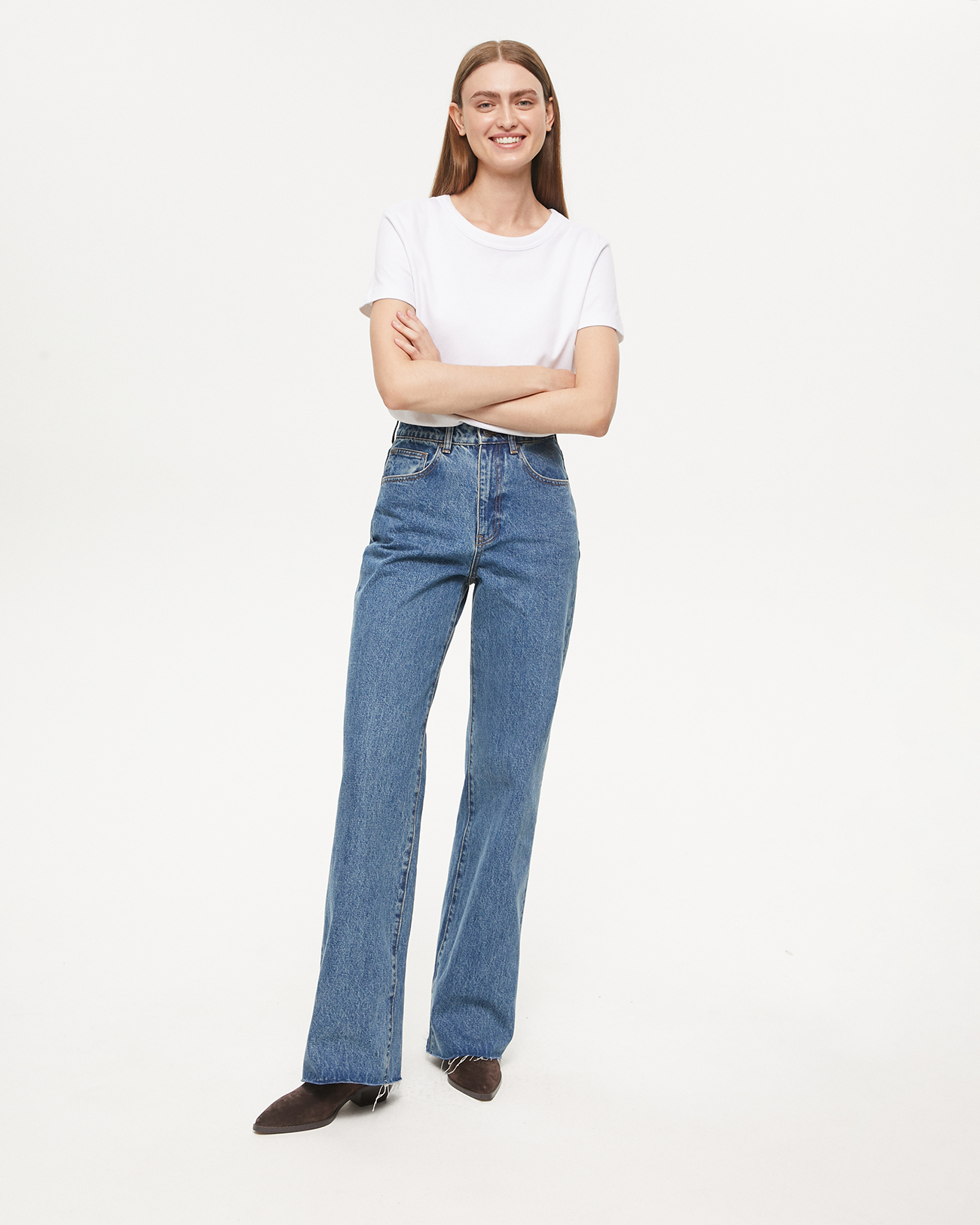 Джинсы Wide leg WL100 с необработанным низом