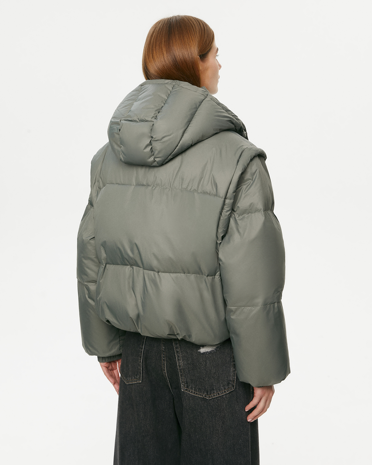 Утепленная куртка-трансформер цвета хаки